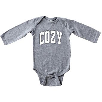 Cozy Worn Varsity Baby Long Sleeve Bodysuit