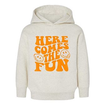 Here Comes The Fun Raised Print Toddler Graphic Hoodie