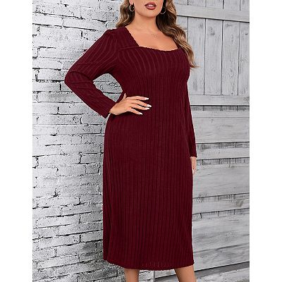 plus size red sweater dress - Vegan Cashmere Mini This solid Embellished Fit & Flare Sweater
