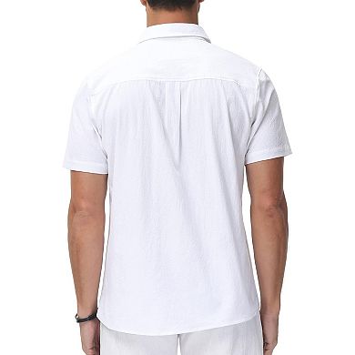 Mens Short Sleeve Cuban Guayabera Shirt Casual Summer Beach Button Down Shirts Tops