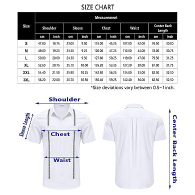 Mens Short Sleeve Cuban Guayabera Shirt Casual Summer Beach Button Down Shirts Tops
