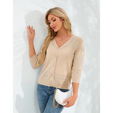 Womens Cropped Cardigan Knit Shrugs for Dresses V Neck Button Down Bolero Cardigans Sweaters
