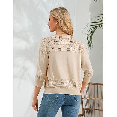 Womens Cropped Cardigan Knit Shrugs for Dresses V Neck Button Down Bolero Cardigans Sweaters