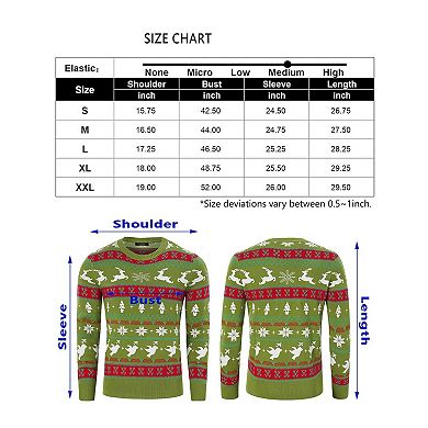 Men's Christmas Sweater Pullover Xmas Sweater Crew Neck Long Sleeve Knit Tops