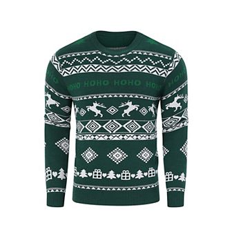 Men's Christmas Sweater Pullover Xmas Sweater Crew Neck Long Sleeve Knit Tops