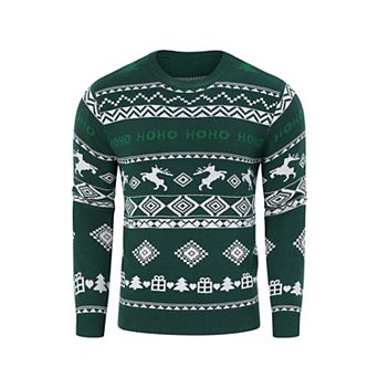 Men's Christmas Sweater Pullover Xmas Sweater Crew Neck Long Sleeve Knit Tops