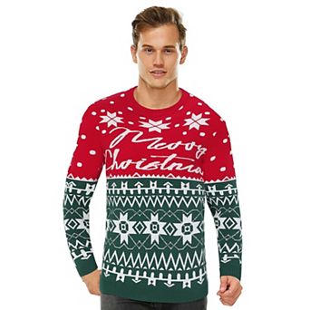 Men's Christmas Sweater Pullover Xmas Sweater Crew Neck Long Sleeve Knit Tops
