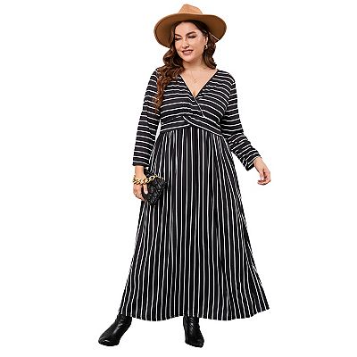 chinese dress ladies Round Neck Long Sleeve Empire Waist Pleated Maxi Dress – Aurohaya main image 0