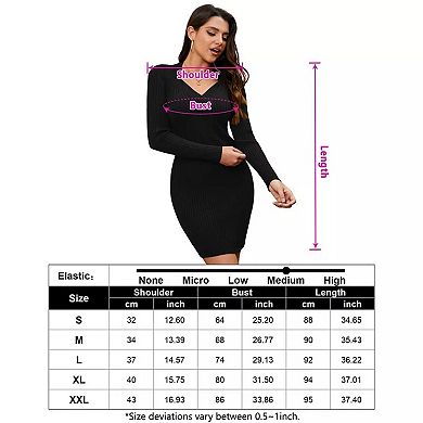 Women's Long Sleeve Sweater cold shoulder V Neck Cross chest design pullover Sweater Mini Dress