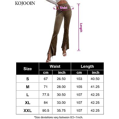 Women's Flare Velvet Corduroy Leggings Elastic High Waist Bootcut Front Split Ribbed Yoga Pants