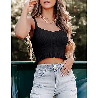 mediam ミディアム　Knit Cropped Camisole パッド付き Knit Cropped Camisole – Mediam