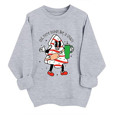 Women's Plus Size Christmas Sweatshirts Crew Neck Out Here Lookin Like A Snack Pullover Sweatshirts