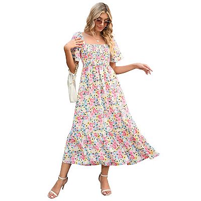 knee length dresses for ladies Sleeveless Floral Maternity Maxi Dress-Smallshow SVP121 / Medium main image 0