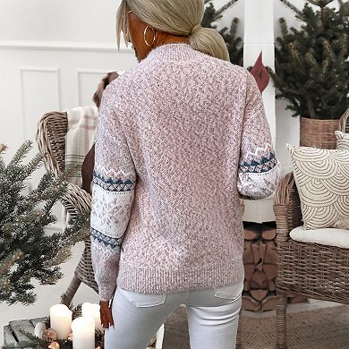 Womens Pullover Sweater Turtleneck Snowflakes Sweater Christmas Ugly Sweater Long Sleeve Sweater
