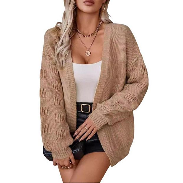 Womens Chunky Sweater Cardigan Open Front Loose Fit Long