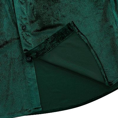 green velvet dress shirt Green Gold Foil Velvet Sheer Shirt main image 1