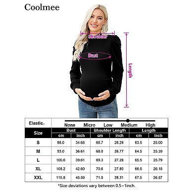 Women's Knit Maternity Sweaters Mock Neck Long Sleeve Blouses Pregnant Ruched Tunic Pullover Tops