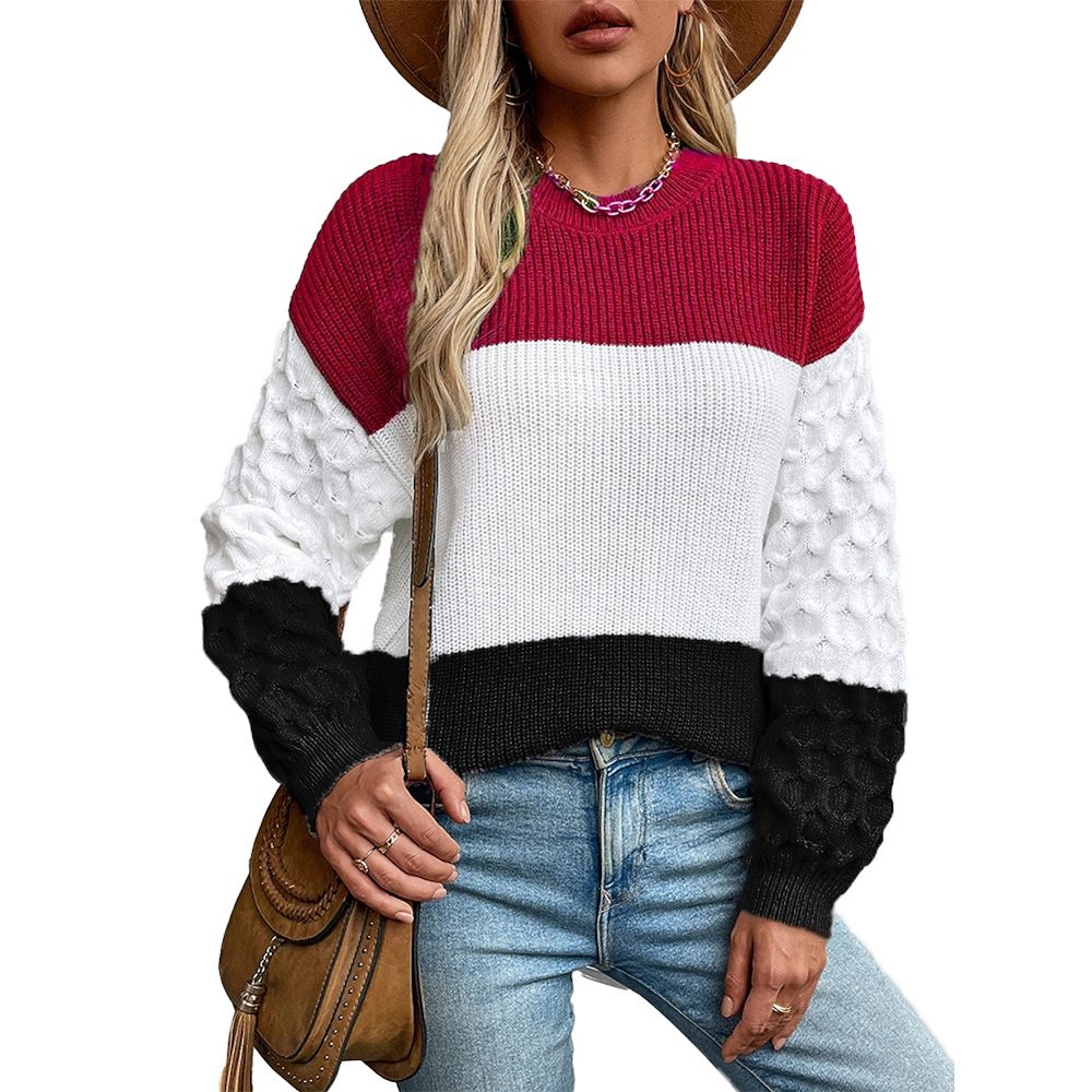 Womens Pullover Sweaters Chunky Crew Neck Sweater Knit Long