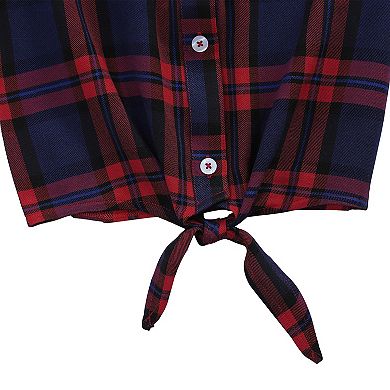 Girls Plaid Button Down Shirt Crop Tops Tie Knot Ruffle Long Sleeve Shirt Blouse 3-12Y