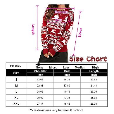 Womens Christmas Sweater Pullover Crew Neck Reindeer Sweater Christmas Ugly Sweater