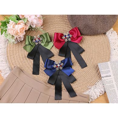 Women's Big Bow Tie Ribbon Brooch Bowknot Christmas Snowflakes Multicolor Rhinestone Pins Brooches