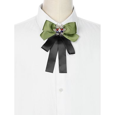 Women's Big Bow Tie Ribbon Brooch Bowknot Christmas Snowflakes Multicolor Rhinestone Pins Brooches