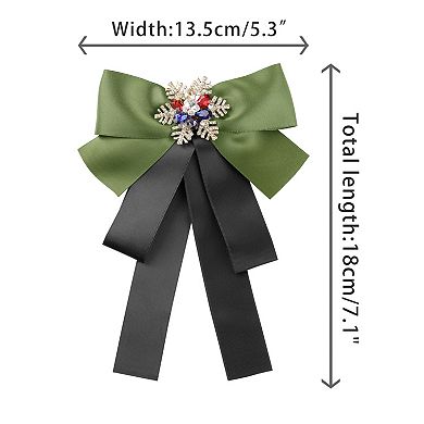 Women's Big Bow Tie Ribbon Brooch Bowknot Christmas Snowflakes Multicolor Rhinestone Pins Brooches