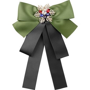 Women's Big Bow Tie Ribbon Brooch Bowknot Christmas Snowflakes Multicolor Rhinestone Pins Brooches