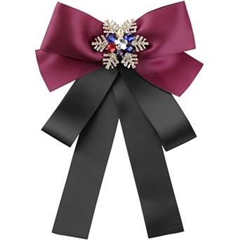 Women's Big Bow Tie Ribbon Brooch Bowknot Christmas Snowflakes Multicolor Rhinestone Pins Brooches