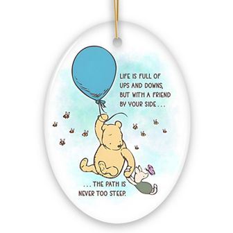 Life's Ups and Downs are Easier With a Friend Ornament, Cute Bear's Uplifting Quote Gift, Oval