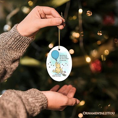 Life's Ups and Downs are Easier With a Friend Ornament, Cute Bear's Uplifting Quote Gift, Oval