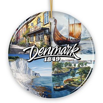 Majestic Denmark Landmarks Ornament, Scandinavian Heritage Gift and Copenhagen Souvenir, Version 2