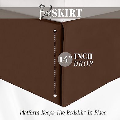 Elegant Comfort Solid Pleated Bed Skirt - 14 inch Drop