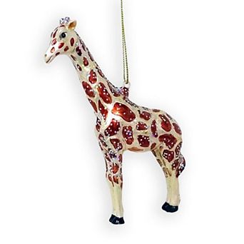 Giraffe Glass Christmas Ornament