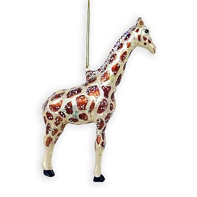 Giraffe Glass Christmas Ornament