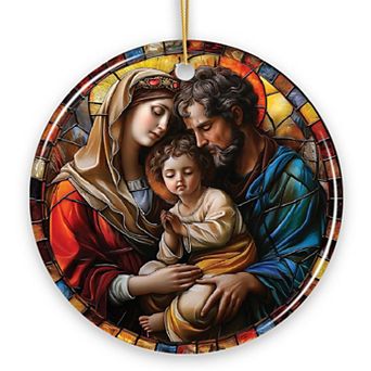 The Holy Embrace Stained Glass Themed Ceramic Ornament