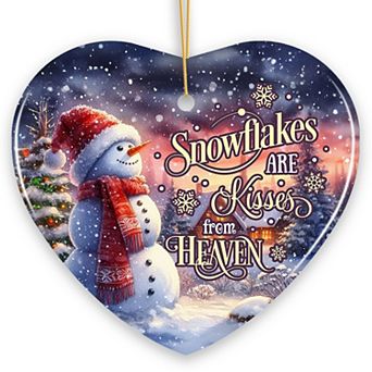 Snowflakes are Kisses from Heaven Christmas Ornament, Snowman under the Twilight Sky Memorial, Heart