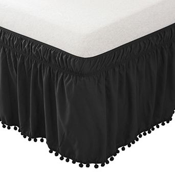 Elegant Comfort Top-Knot Tassel Pompom Fringe Ruffle Bed Skirt