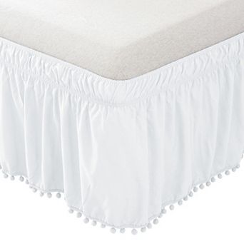 Elegant Comfort Top-Knot Tassel Pompom Fringe Ruffle Bed Skirt