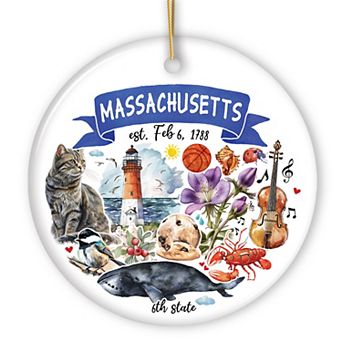 Artistic Massachusetts State Themes and Landmarks Christmas Ornament