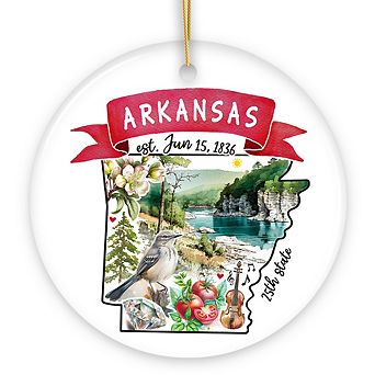 Artistic Arkansas State Themes and Landmarks Christmas Ornament
