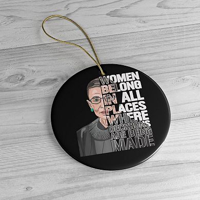 Ruth Bader Ginsberg RGB Women's Rights Quote Ornament