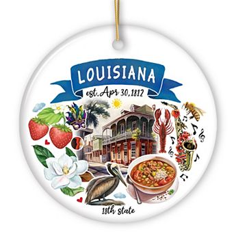 Artistic Louisiana State Themes and Landmarks Christmas Ornaments