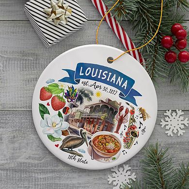 Artistic Louisiana State Themes and Landmarks Christmas Ornaments