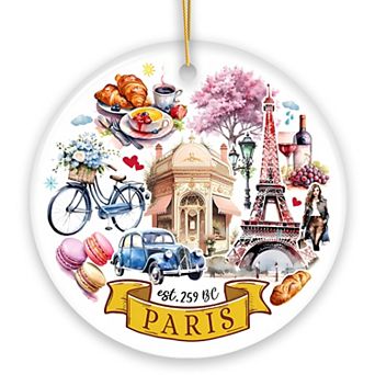 Artistic Paris Culture and Landmarks Ornament, Classical France Christmas Souvenir Gift