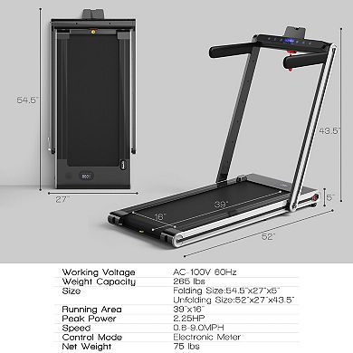 2-in-1 Folding Treadmill with Dual LED Display