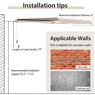 Patio Retractable Awning 12 x 10 Ft Sunshade Shelter