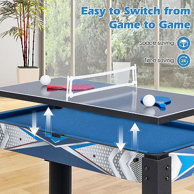 6-In-1 Combo Game Table with Basketball Billiards Ping Pong Hockey Shuffleboard