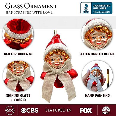 Vintage Victorian Girl Glass Christmas Ornament, Adorable Doll and Retro Holiday Decor