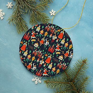 Russian Folklore Pattern Ornament, Bohemian Dolls Street Dancers and Mosques